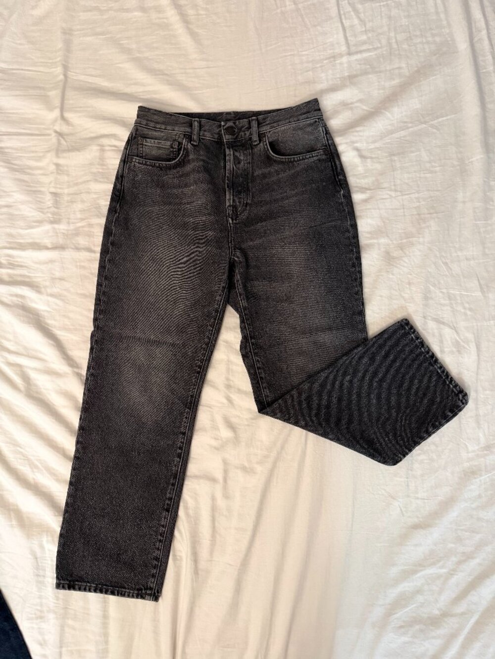 Acne Studios Mece Ash Black Cropped Straight Leg Jeans Gray Wash